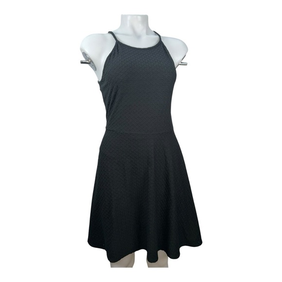 Mossimo Womens Skater Dress Sz M Ebony Solid Polyester Blend Elegant - Picture 2 of 6